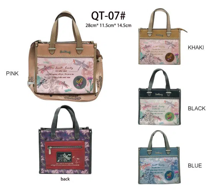 Bolso Tote Sweet Candy con Diseño Libélula y Bolsillo Trasero para Mujer