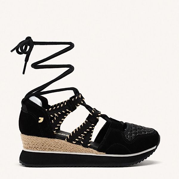 Zapatillas abiertas GIOSEPPO cuña rafia GRISWOLD negro - Imagen 4
