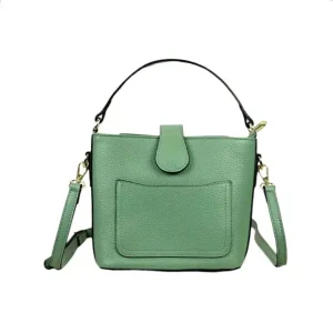 Bolso de Mano Piel Italiana con Compartimento Frontal y Asa Corta para Mujer