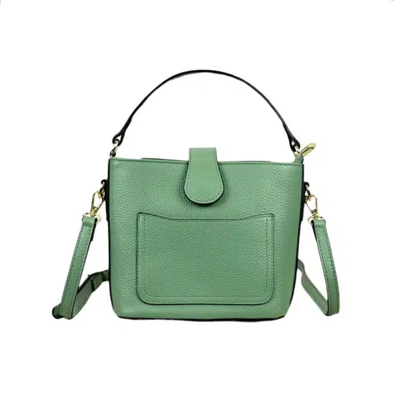 Bolso de Mano Piel Italiana con Compartimento Frontal y Asa Corta para Mujer - Imagen 2