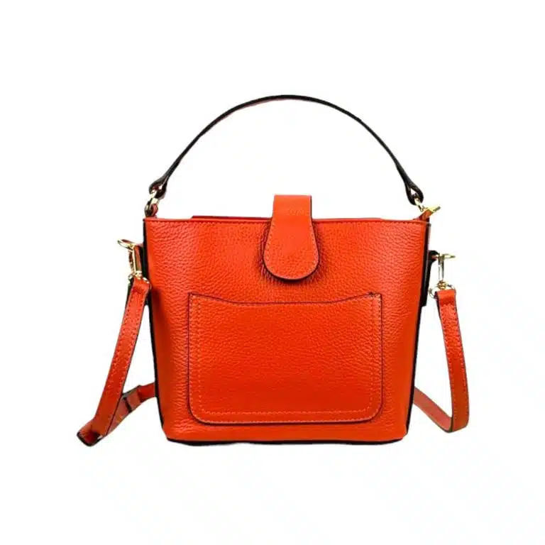 Bolso de Mano Piel Italiana con Compartimento Frontal y Asa Corta para Mujer - Imagen 3