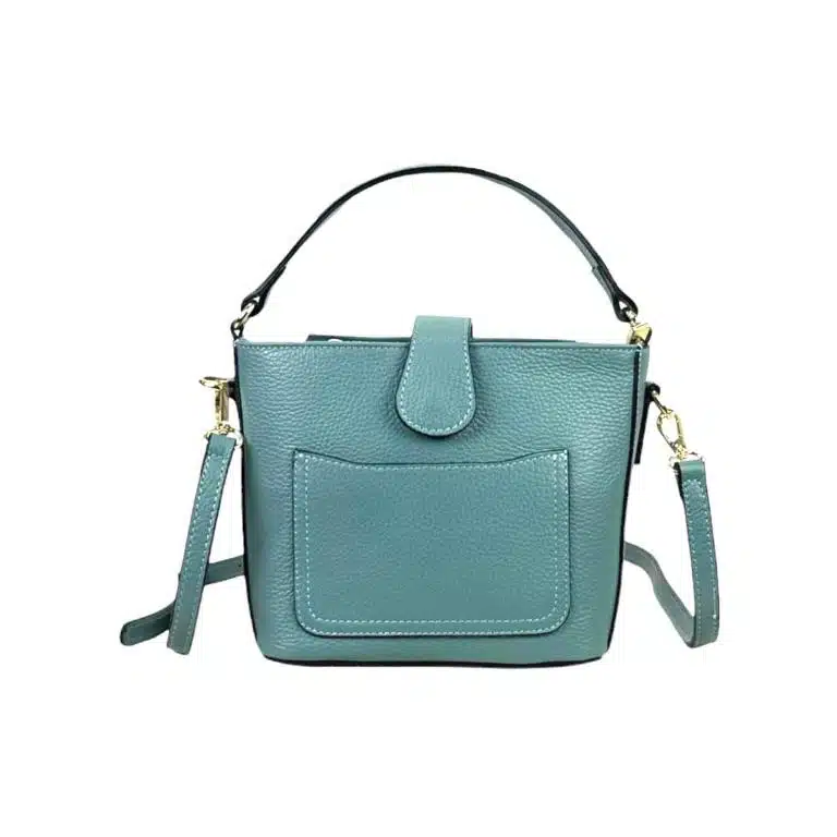 Bolso de Mano Piel Italiana con Compartimento Frontal y Asa Corta para Mujer - Imagen 9
