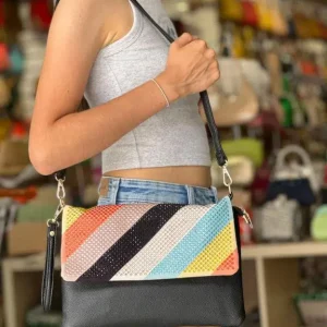 Bolso Bandolera Sintético y Multicolor de Mujer con Lentejuelas en la Solapa