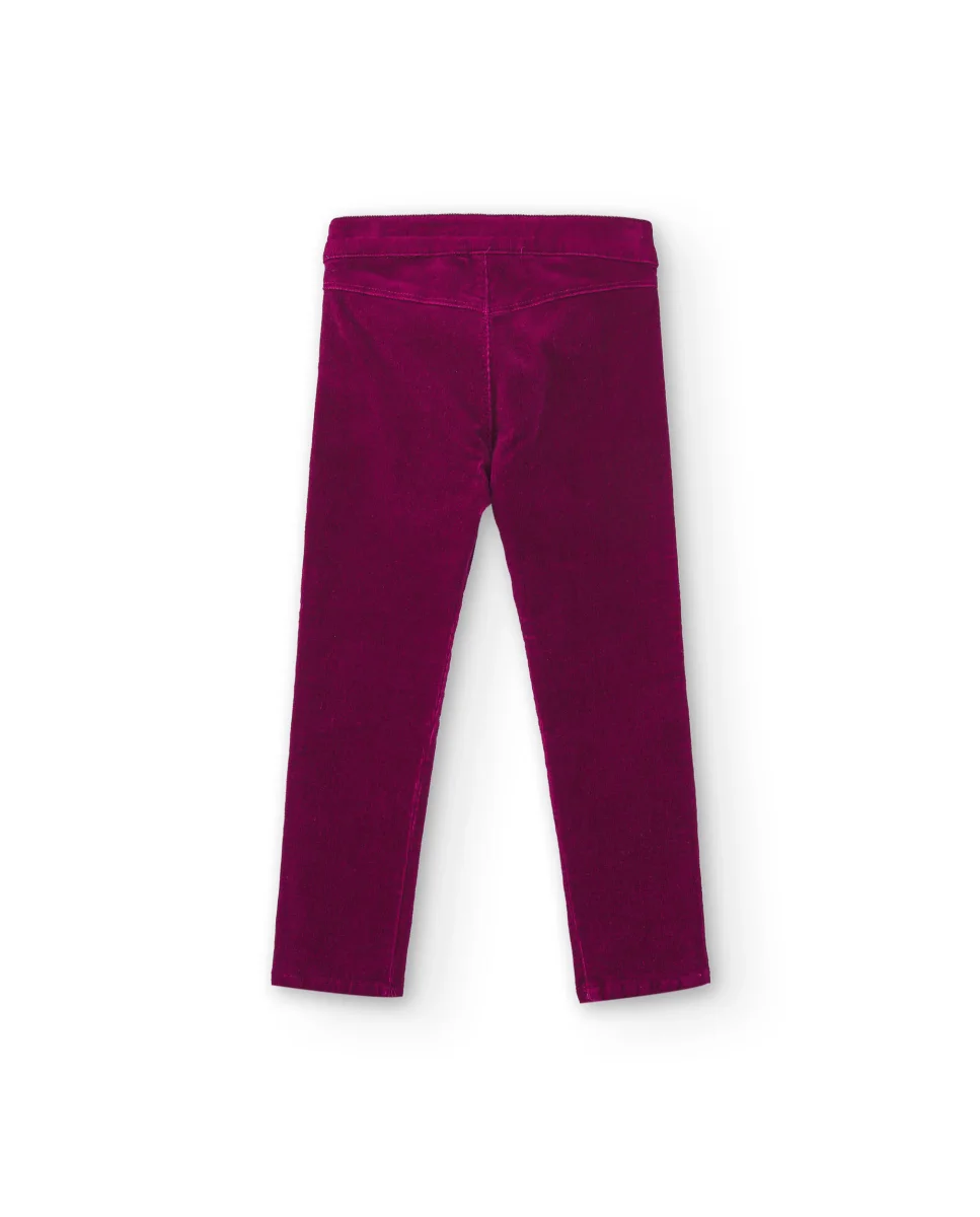 Pantalón niña pana fucsia skinny - Imagen 3