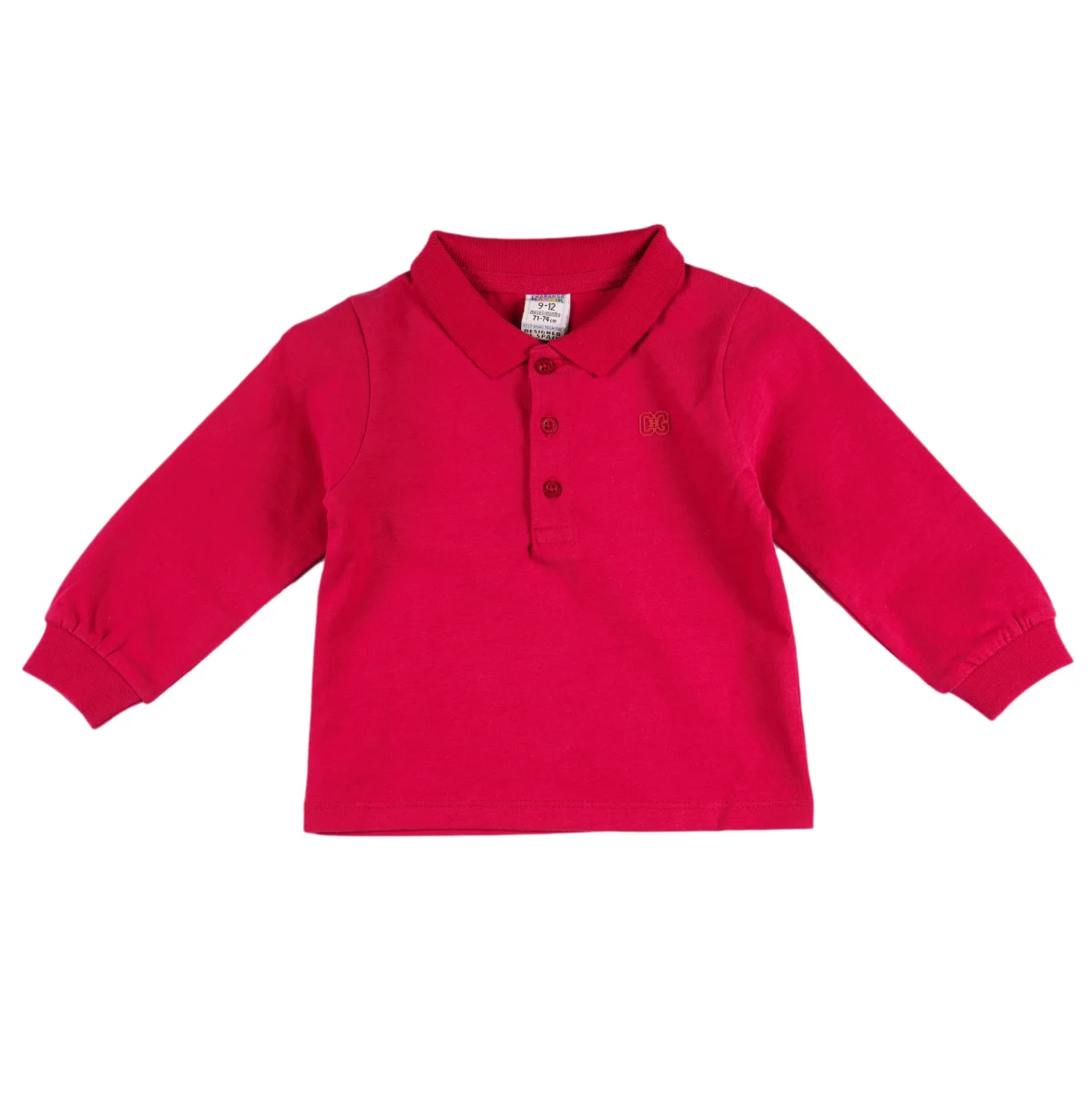 Polo de manga larga de bebé rojo básico - Imagen 4
