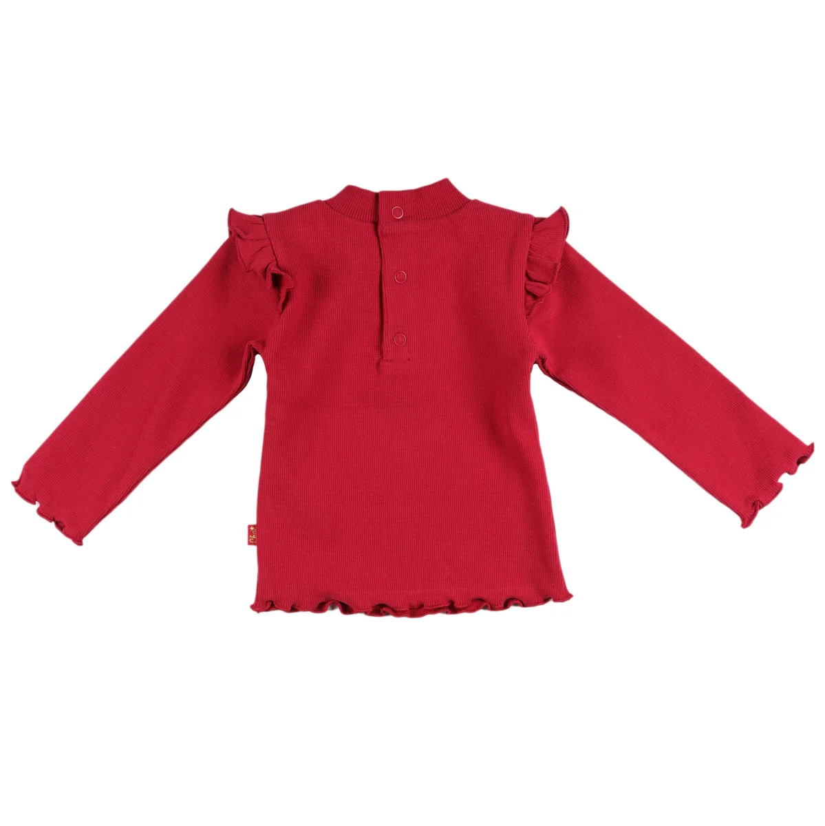 Camiseta manga larga bebé niña color rojo volantes en hombros - Imagen 3