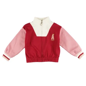 Chaqueta deportiva niña color block frambuesa | Con cremallera