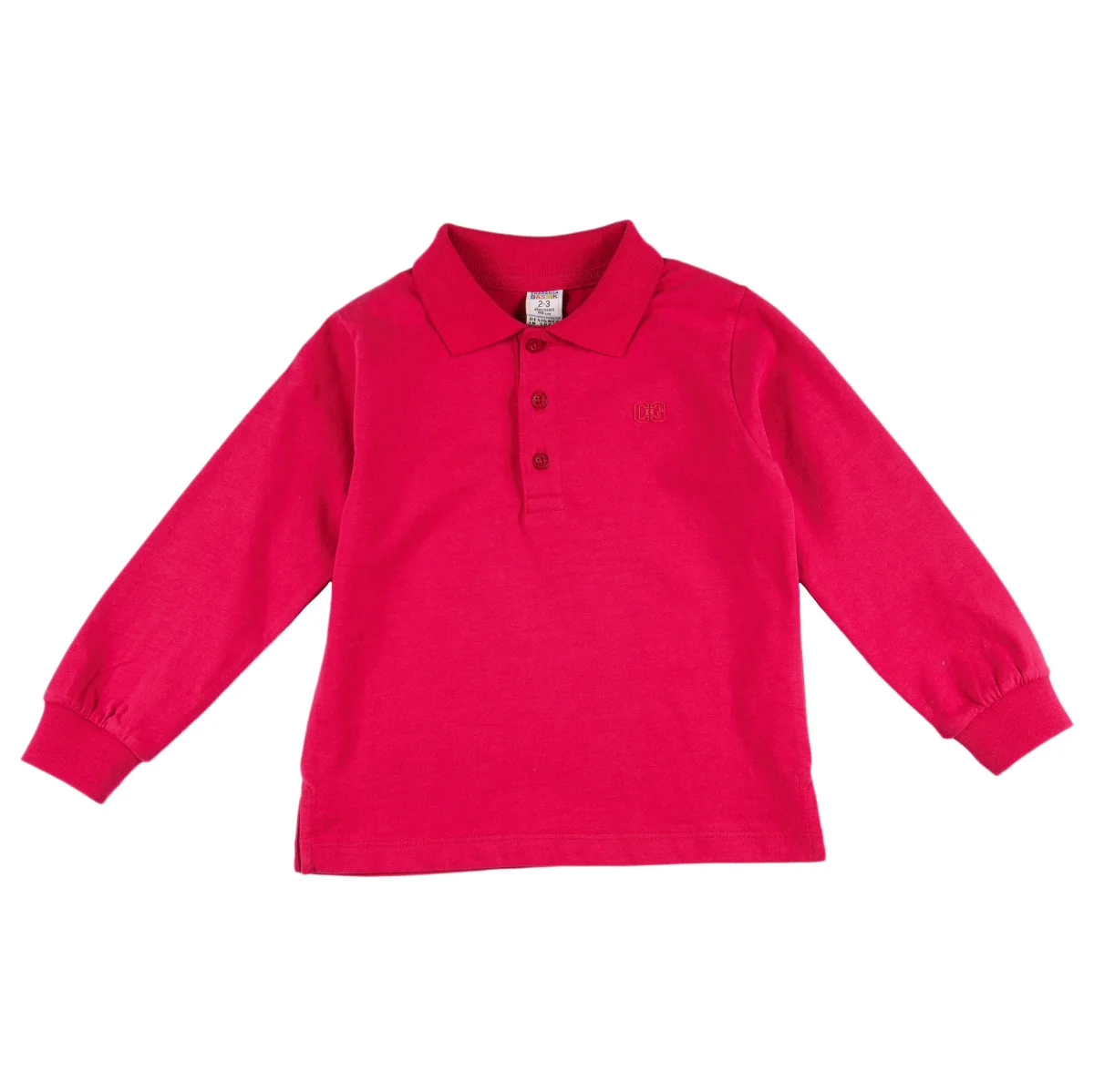 Polo niño manga larga rojo con cuello y botones - Imagen 3