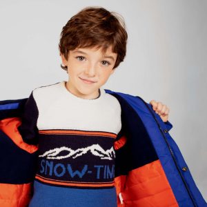 Jersey azul SNOW-TIME de punto estampado para niño
