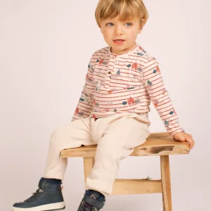 Pantalón de bebé niño en punto waffle color crudo
