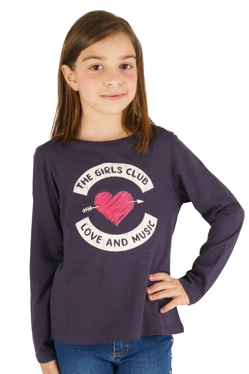Camiseta manga larga de niña antracita - Imagen 2
