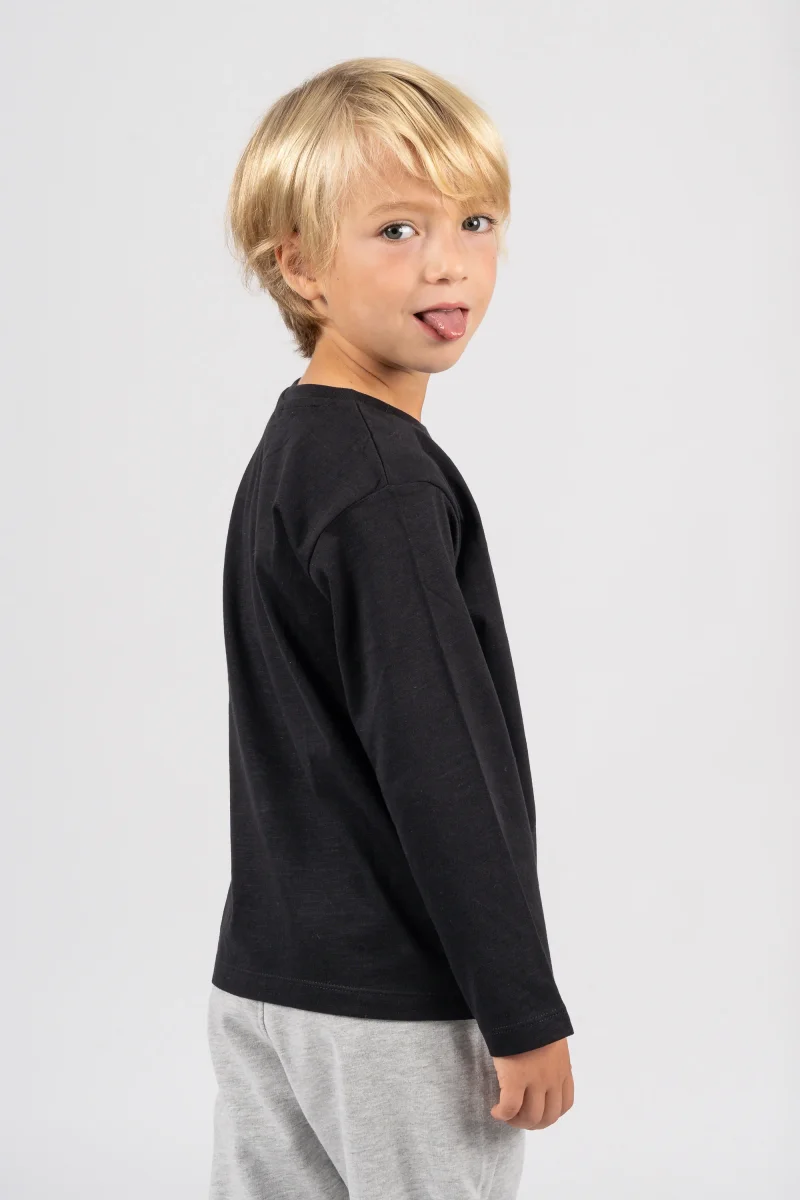 Camiseta niño manga larga negra skate divertida - Imagen 3