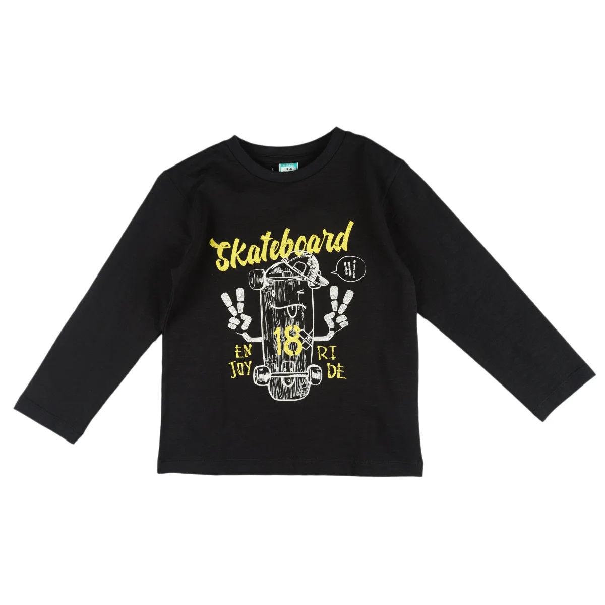 Camiseta niño manga larga negra skate divertida - Imagen 4