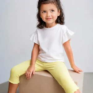 Legging bebé niña amarillo canalé