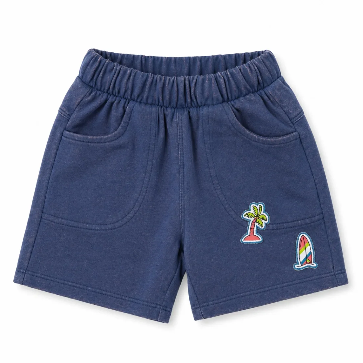 Bermuda infantil azul con parches tropicales - Imagen 2