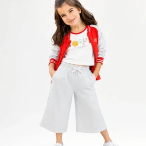 Pantalón niña gris vigoré ancho con lazo