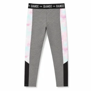 Legging largo niña gris con panel tie dy