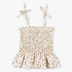 Top niña floral fruncido con tirantes