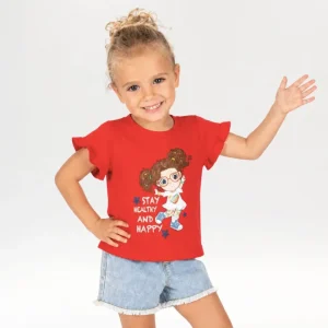 Camiseta bebé niña roja muñeca