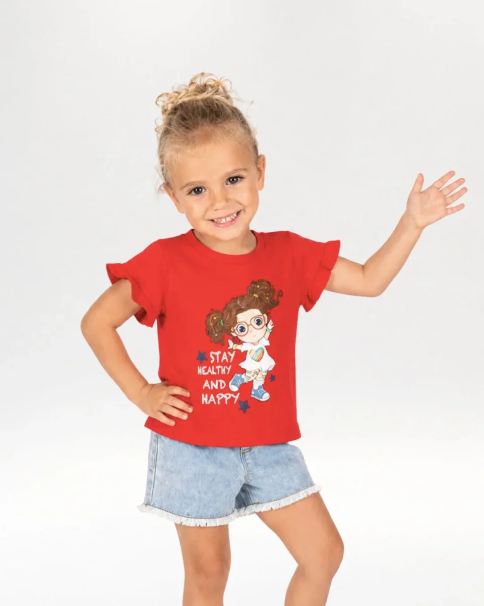 Camiseta bebé niña roja muñeca