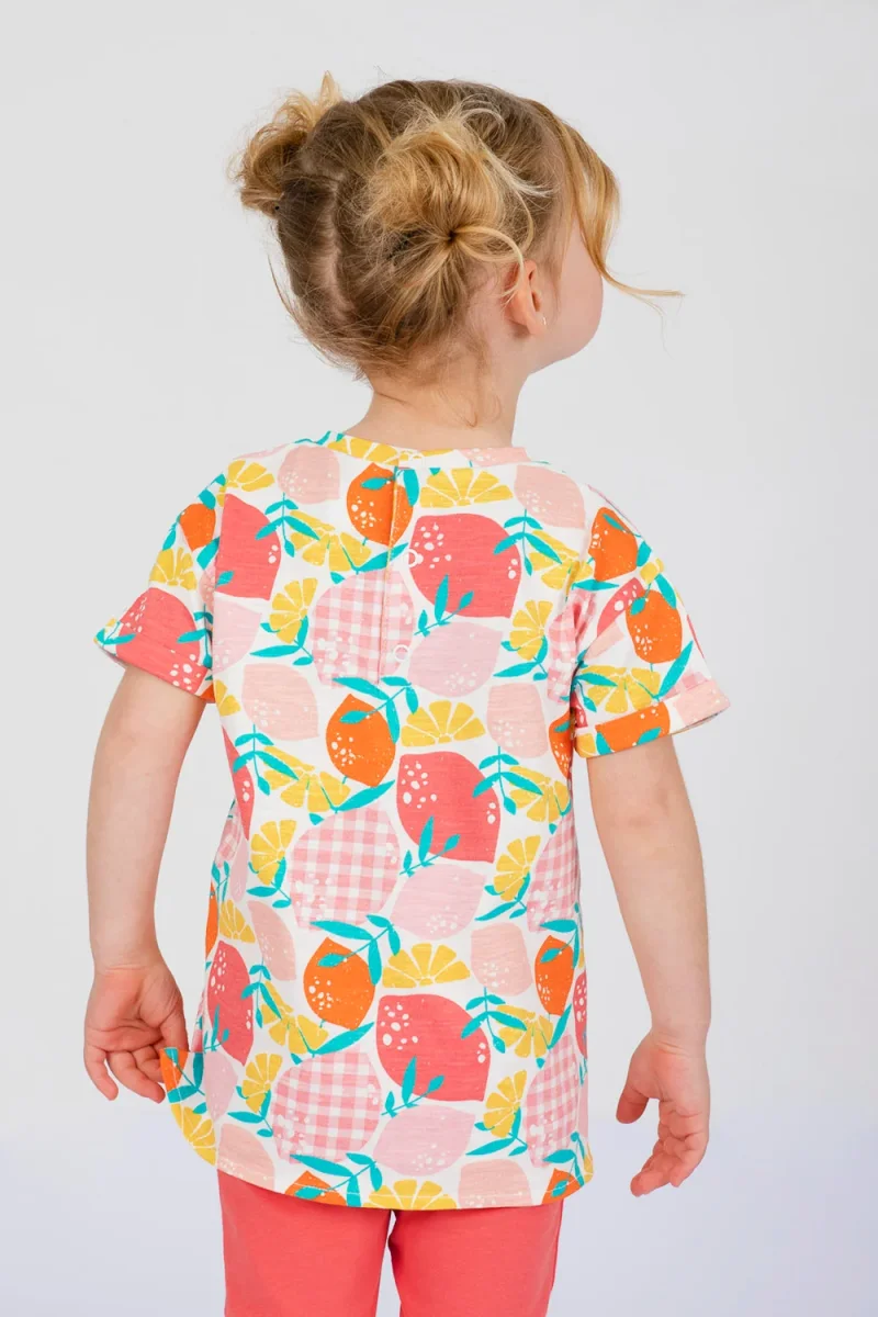 Camiseta bebé niña de frutas con nudo frontal color coral multicolor - Imagen 5
