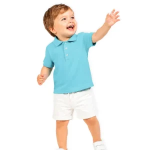Polo de bebé turquesa manga corta