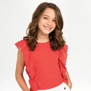 Camiseta niña roja con volantes