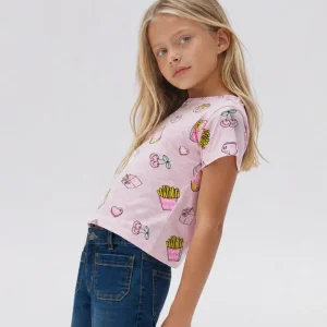 Camiseta niña rosa fast food
