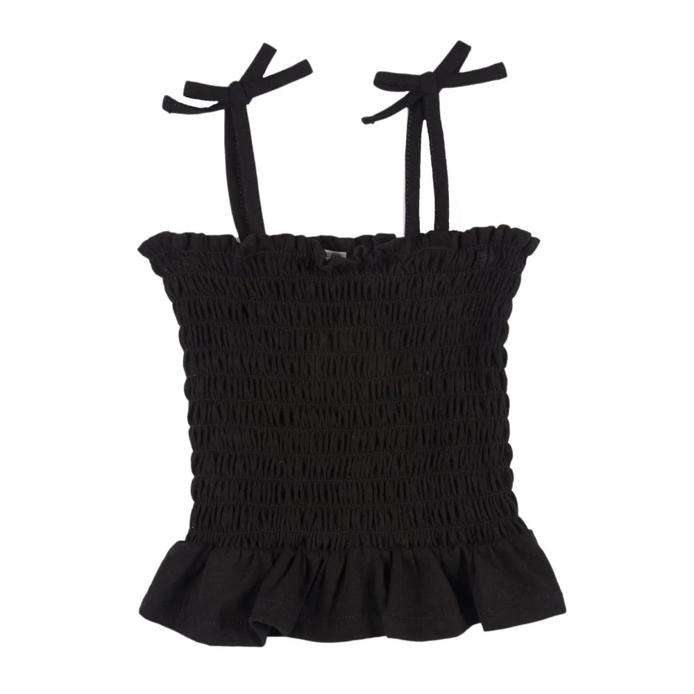Camiseta de tirantes niña negra - Imagen 3