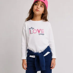 Camiseta manga larga niña blanca LOVE