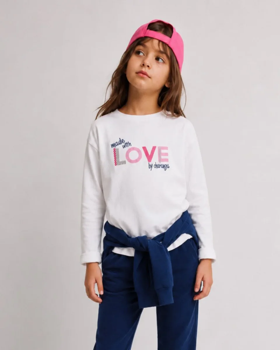 Camiseta manga larga niña blanca LOVE