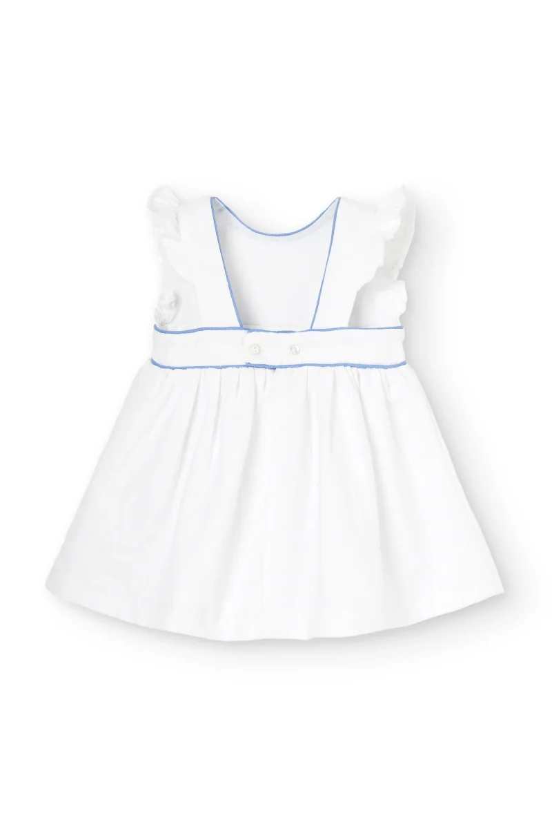 Vestido de bebé blanco con flores azules - Imagen 5