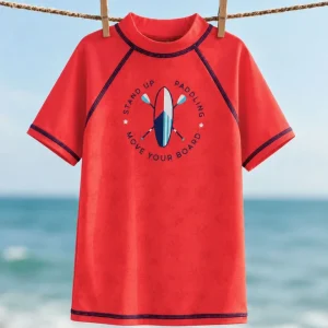 Camiseta baño niño roja protección solar