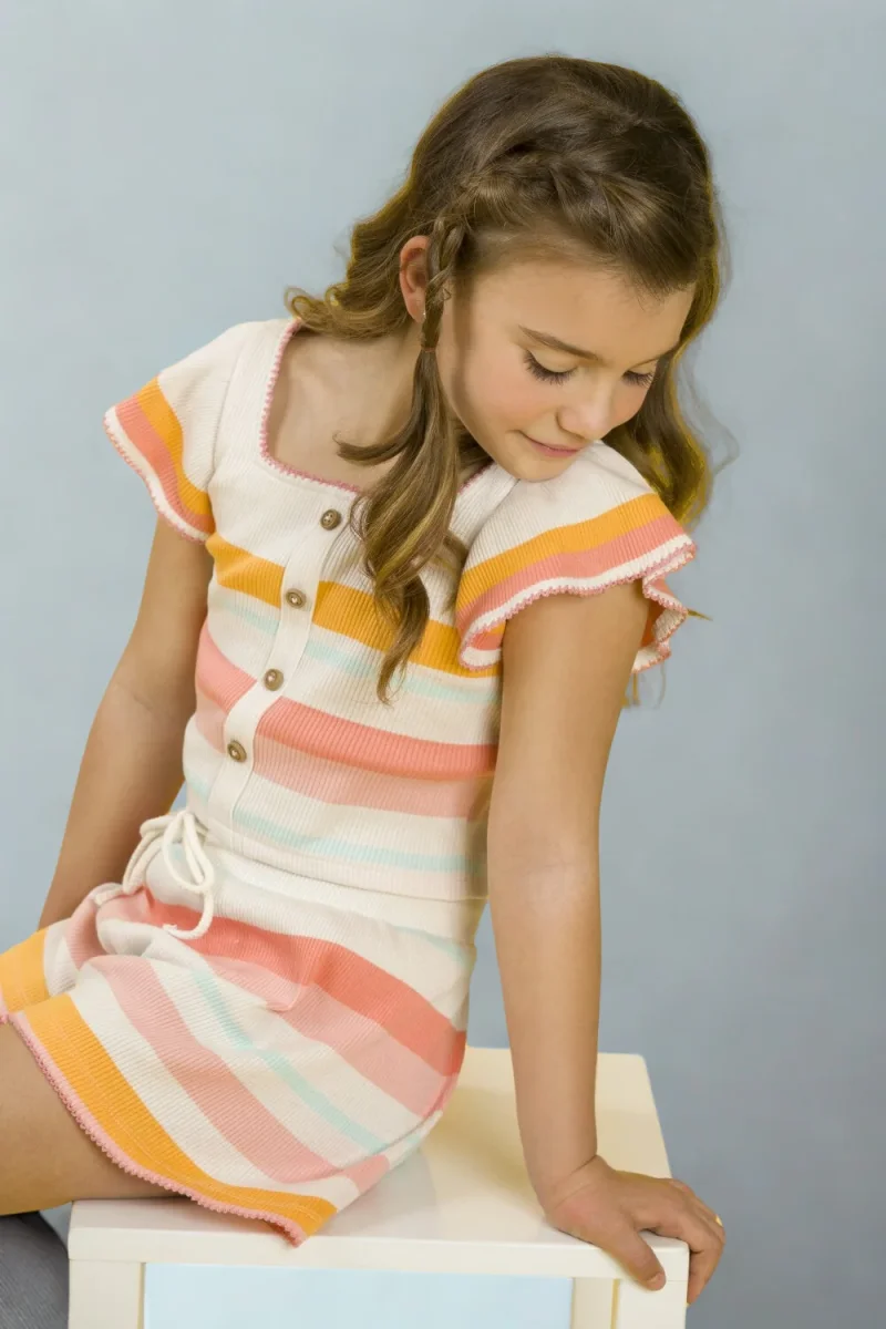 Camiseta niña rayas multicolor - Imagen 5