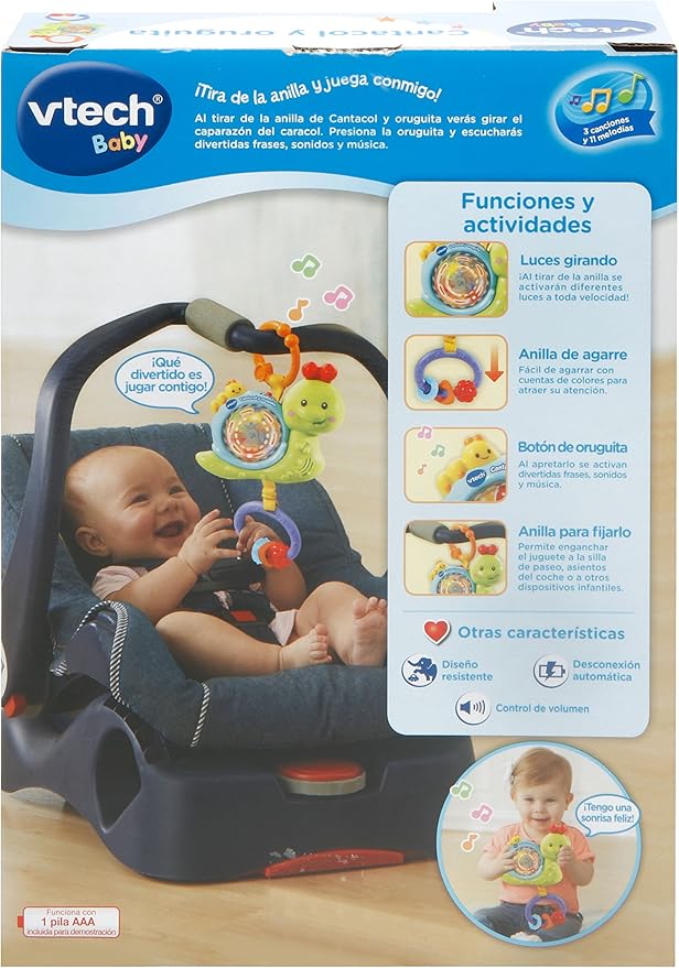 VTECH – Cantacol y Oruguita 80-508522 Sonajero Interactivo Luz Sonidos 20cm Bebé - Imagen 5