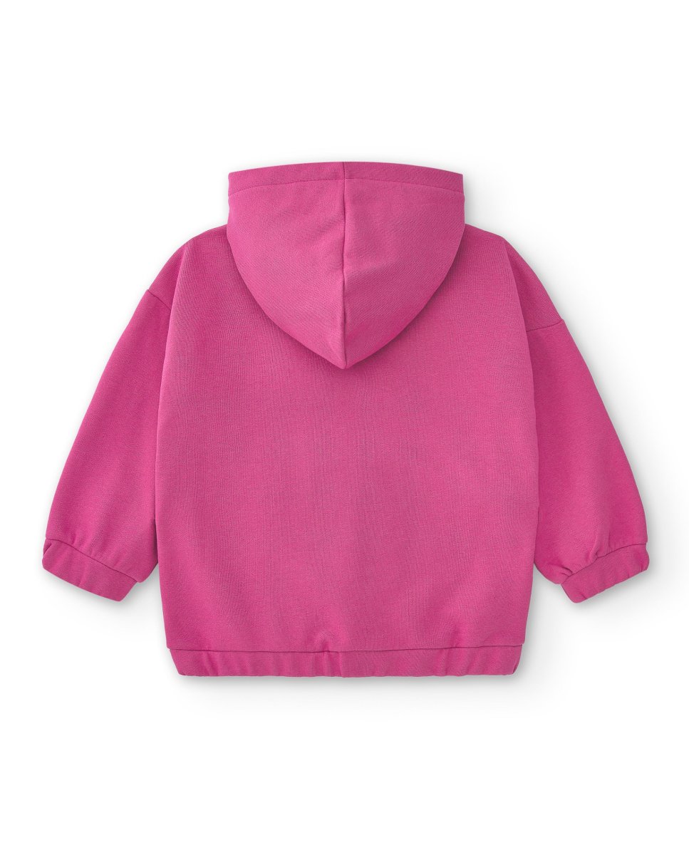 Sudadera abierta niña fucsia CHG | Con capucha - Imagen 3