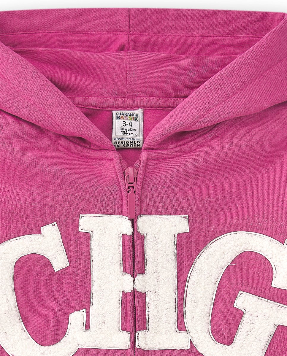 Sudadera abierta niña fucsia CHG | Con capucha - Imagen 5