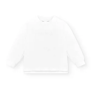 Camiseta algodón manga larga de niño cuello alto blanca
