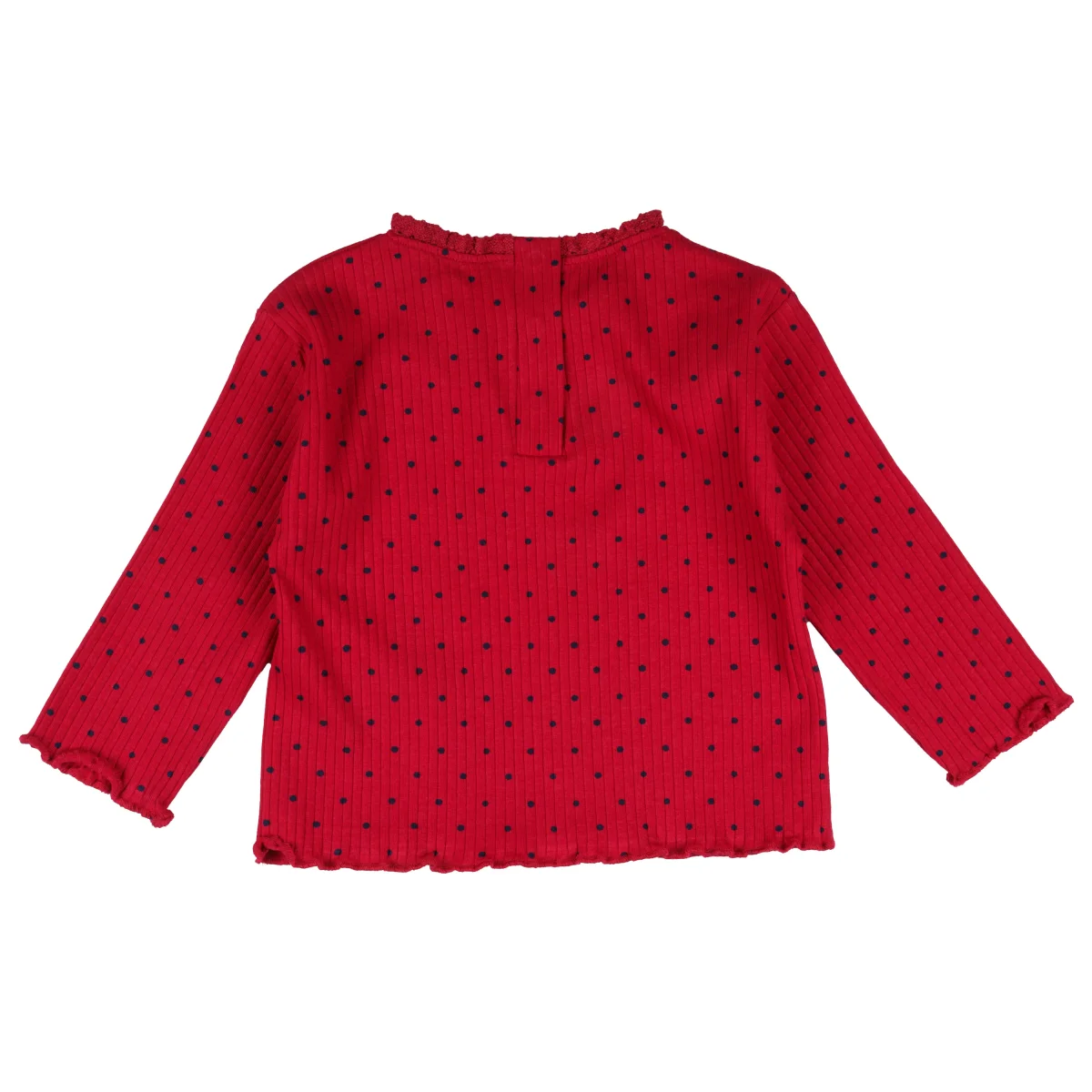 Camiseta bebé niña roja de canalé con lunares - Imagen 5