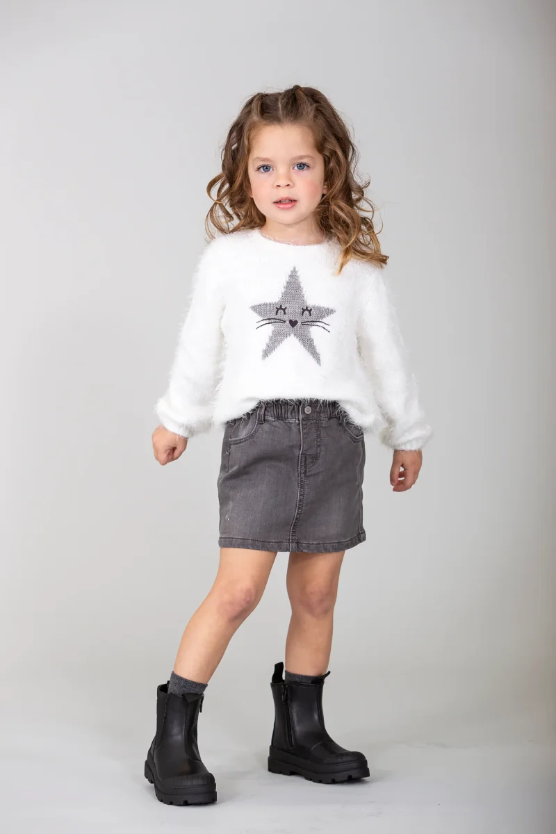 Falda vaquera de bebé niña gris antracita - Imagen 4