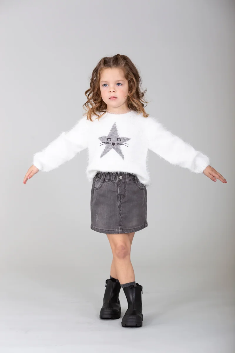 Falda vaquera de bebé niña gris antracita - Imagen 5