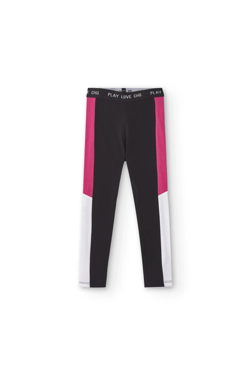 Legging de niña negro y rosa CHG | Cintura elástica