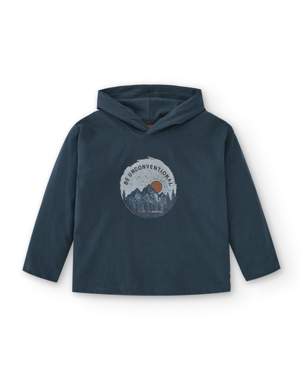 Camiseta de niño azul con capucha - Imagen 3