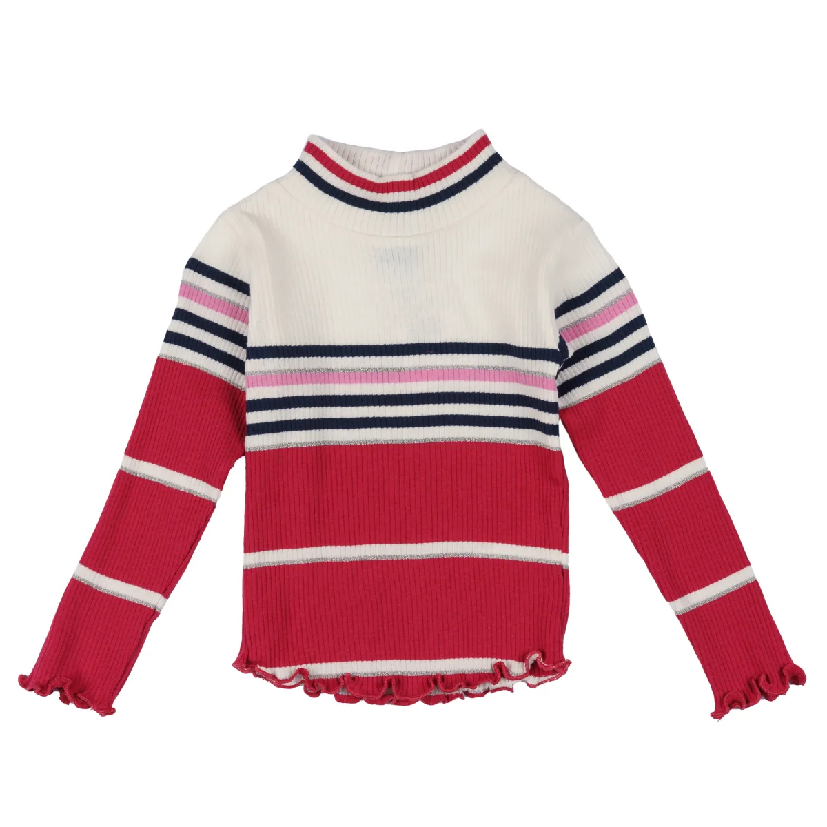 Camiseta manga larga de niña rayas multicolor - Imagen 3