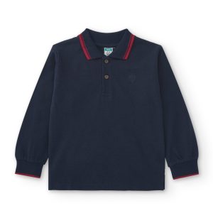 Polo manga larga de niño marino detalle cuello