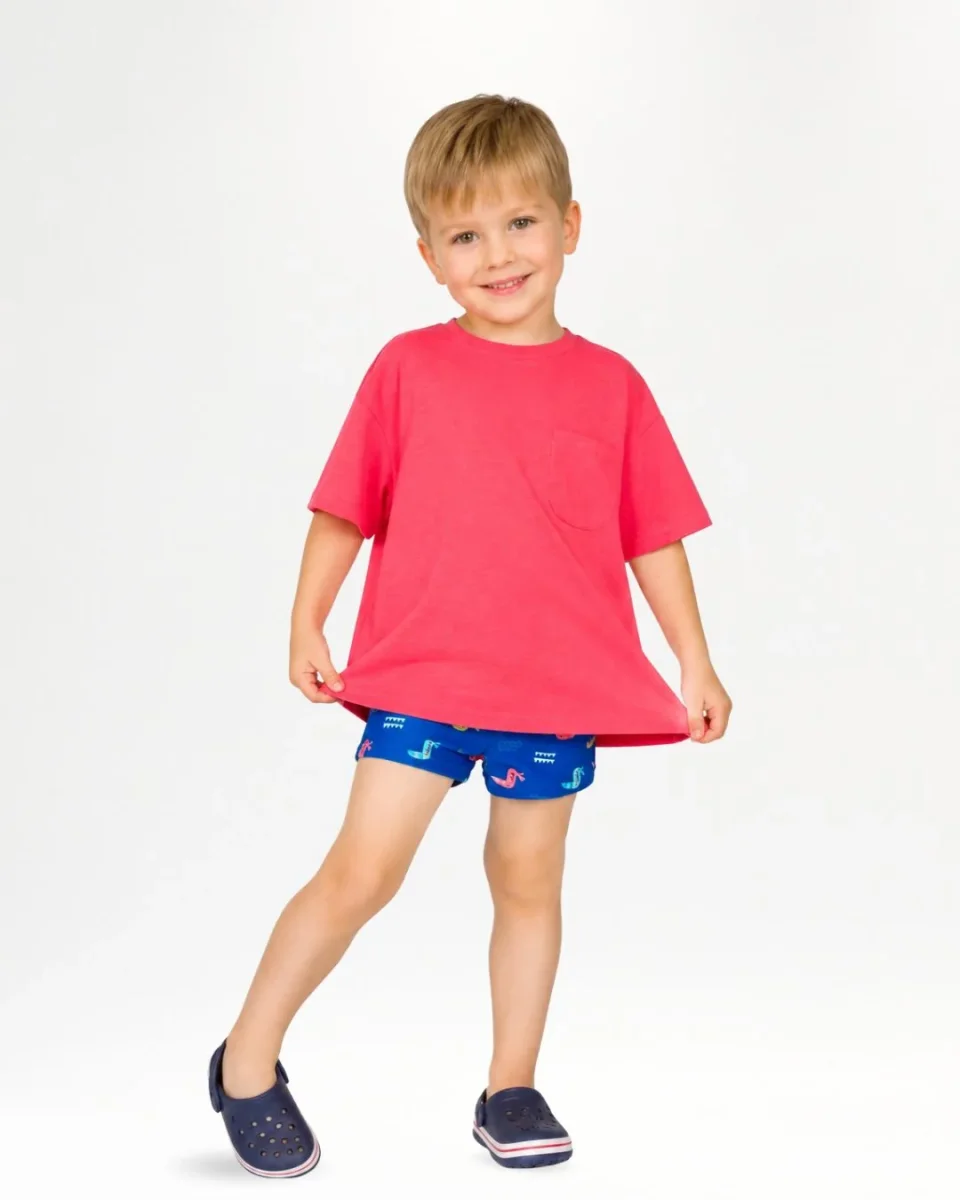 Camiseta de bebé niño coral con bolsillo lateral
