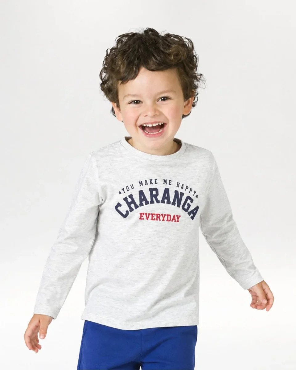 Camiseta bebé niño gris manga larga