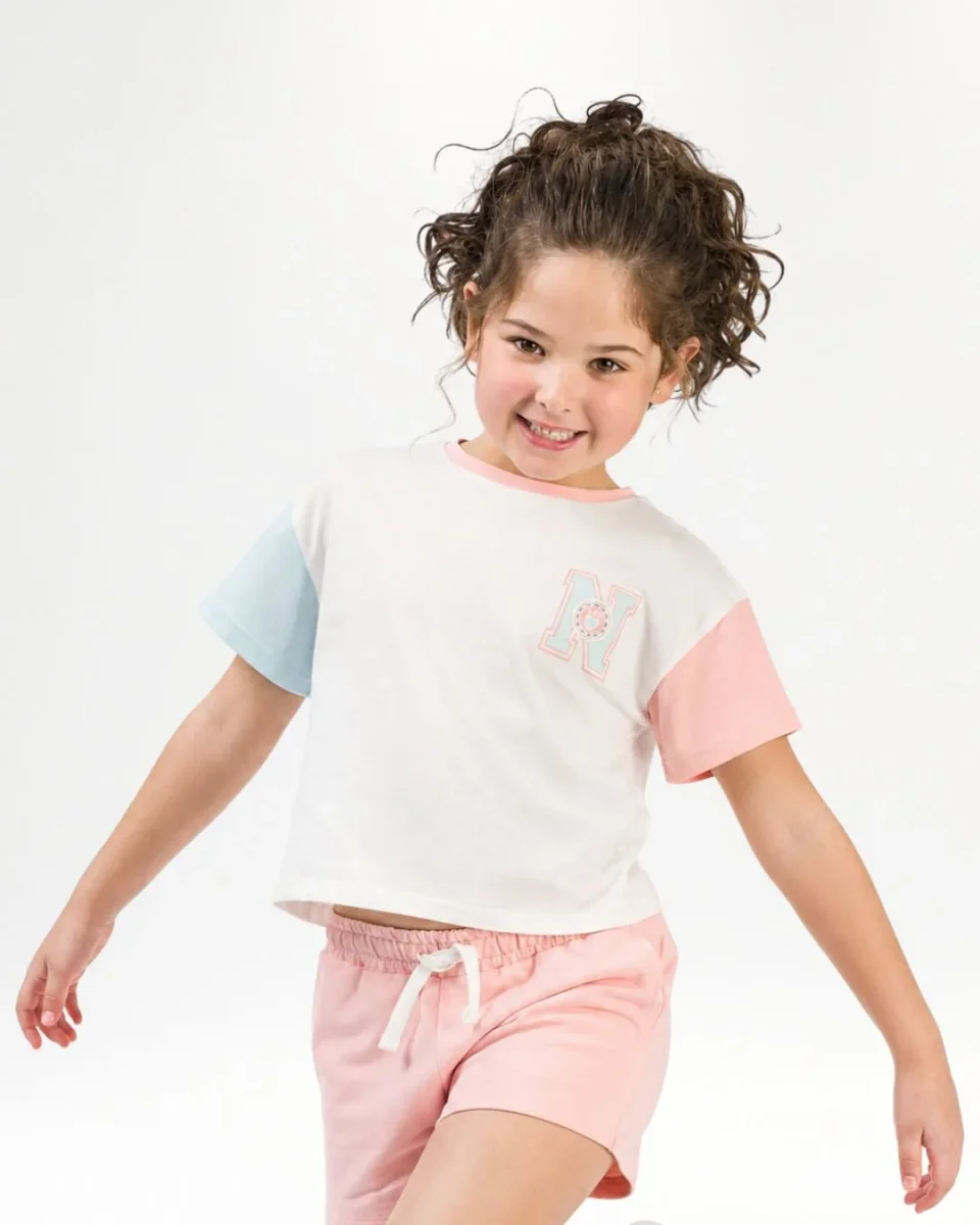 Camiseta niña pastel manga corta