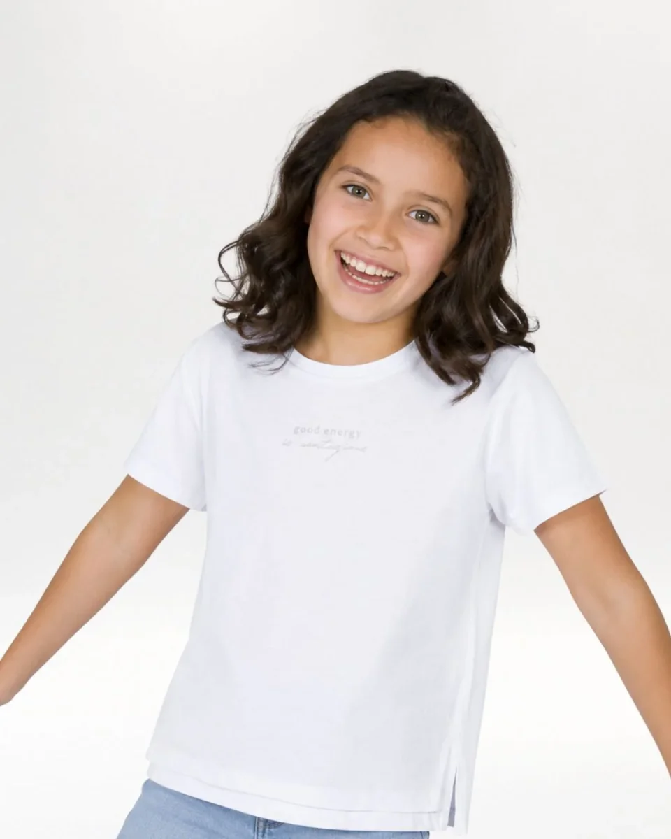 Camiseta de niña blanca manga corta - Imagen 2
