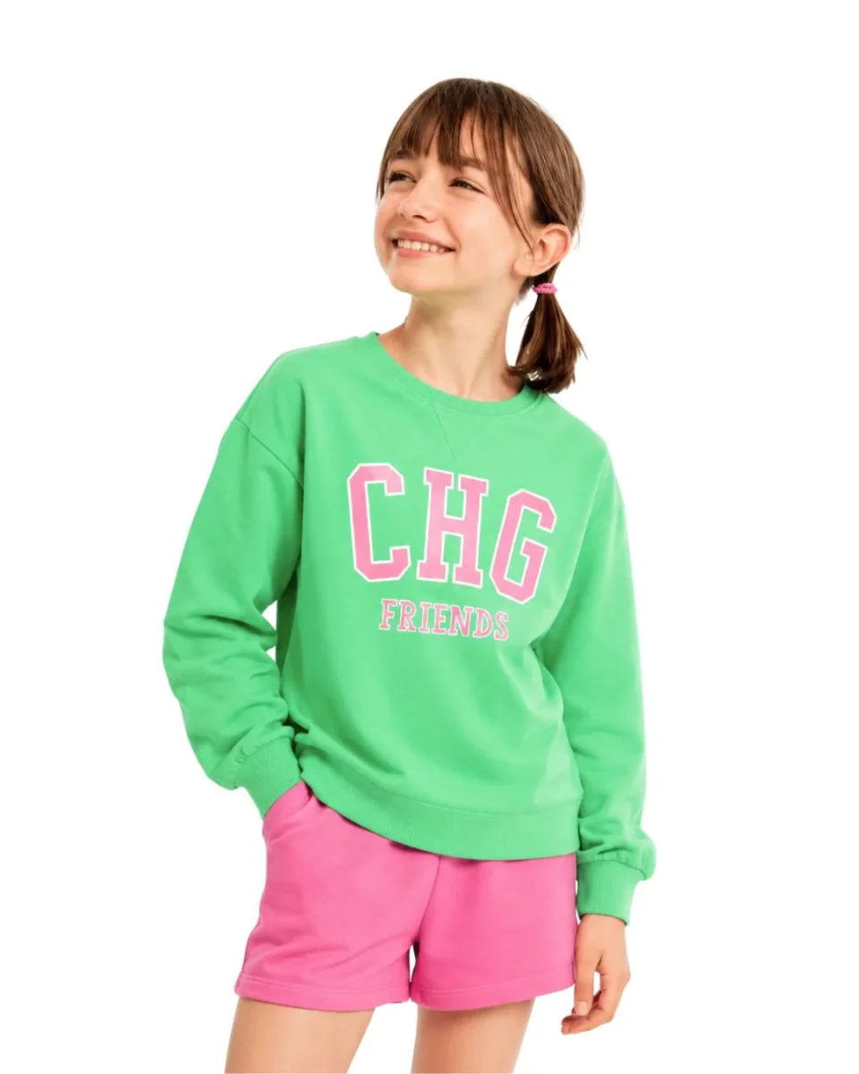 Sudadera de niña verde | Cuello redondo CHG - Imagen 2